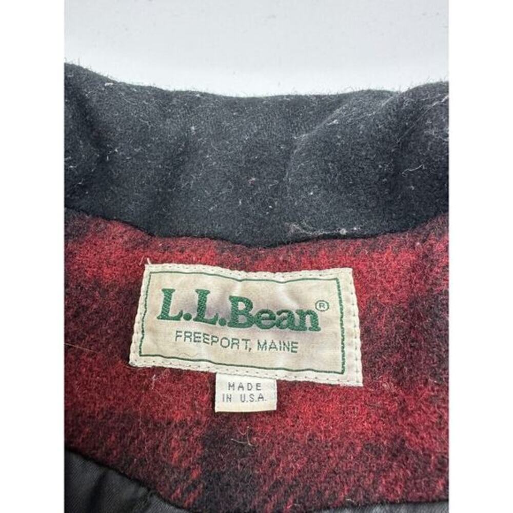 Vintage LL Bean Buffalo Plaid‎ Wool Peacoat Jacket Coat Womens Medium - Picture 2 of 10